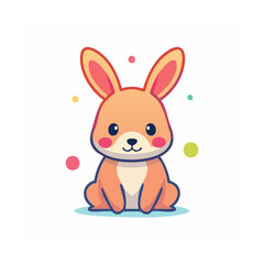 Obraz premium Cute cartoon rabbit illustration with colorful dots