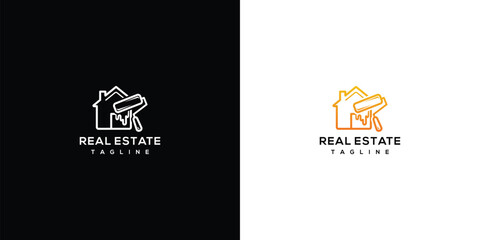 Real Estate Logo with House and Paint Roller © Ilinois