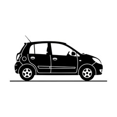 Fototapeta premium Black silhouette of a small car.