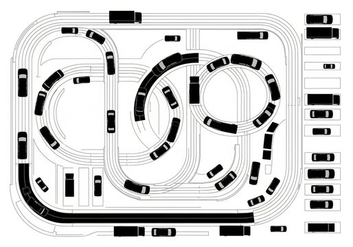 Toy Cars Racing on Track Layout.