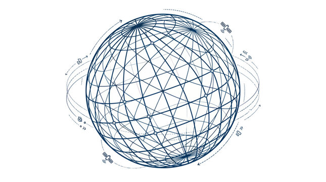 Wireframe Globe with Grid Lines.
