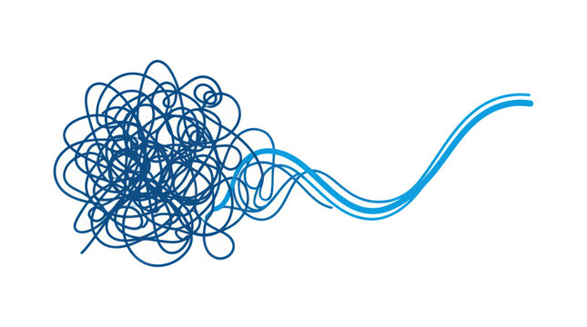 Blue tangled wire or cable bundle.