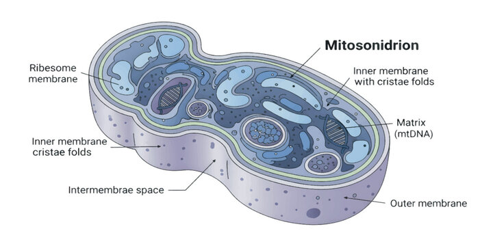Mitochondrion cell organelle structure diagram.