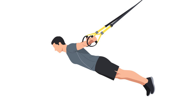 Man doing suspension training exercise with TRX straps for a full body workout