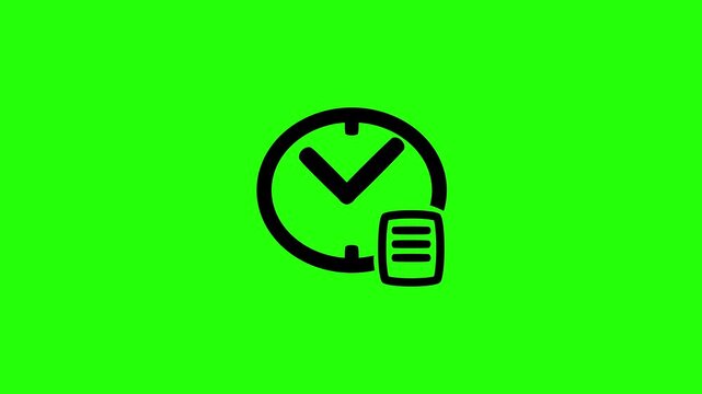 High quality 4K video showing a wall clock dial with an urgent document schedule deadline silhouette bouncing. Creative technical asset for productivity vlog.