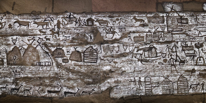 Rock art of Khakassia. Petroglyphs. Estampage. Russia