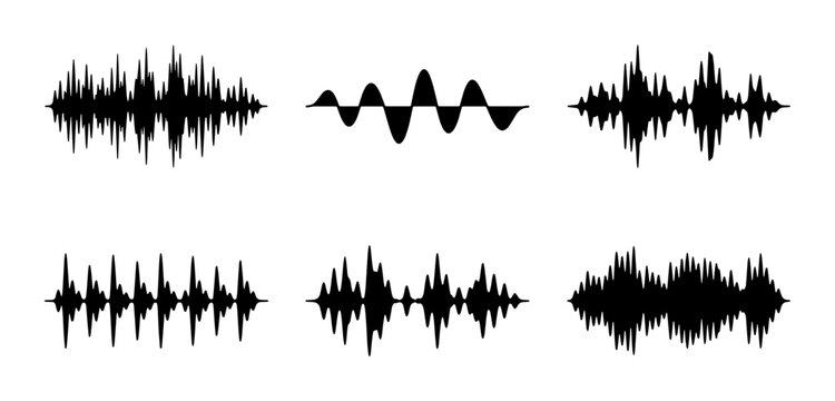 Sound Waveforms Set, Audio Visualizer Icons, Music Spectrum Graphics