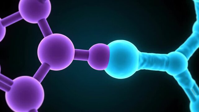 Acetylcholine neurotransmitter binding to a glowing cyan receptor protein in a molecular visualization.