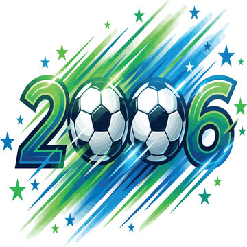 2006 soccer year design with footballs and stars