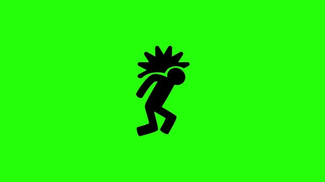 Premium 4K video showcasing a falling brick stone from above hitting a head falling object hazard silhouette bouncing. Clean construction site safety asset.