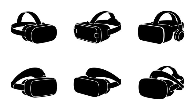 Virtual Reality Headsets, VR Goggles Icons Set, Futuristic Technology Device Collection