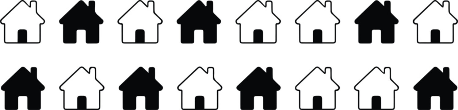 house icon symbols grid for web and app interface design