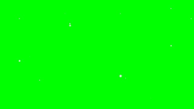 Falling White Snowflakes Animation Isolated on Green Screen Background