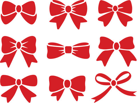 bow ribbon silhouette set for design and craft projects