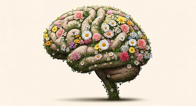 Colorful brain model with neural pathways and synapses.