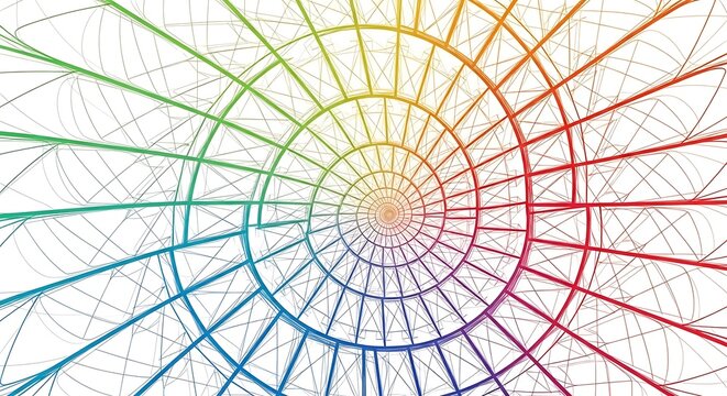 Abstract geometric pattern with concentric circles and intersecting lines.