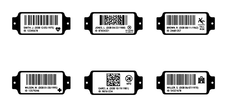 Set of 6 Barcode Labels, Product Identification Tags, QR Code Stickers, Industrial Marking