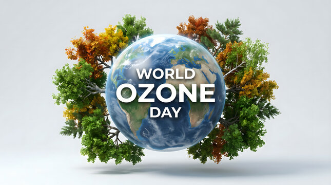 World Ozone Day, Earth surrounded by trees