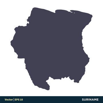 Suriname - South America Countries Map Icon Vector Logo Template Illustration Design. Vector EPS 10.