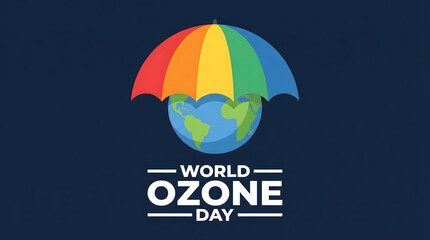 Fototapeta premium world ozone day, earth under colorful umbrella