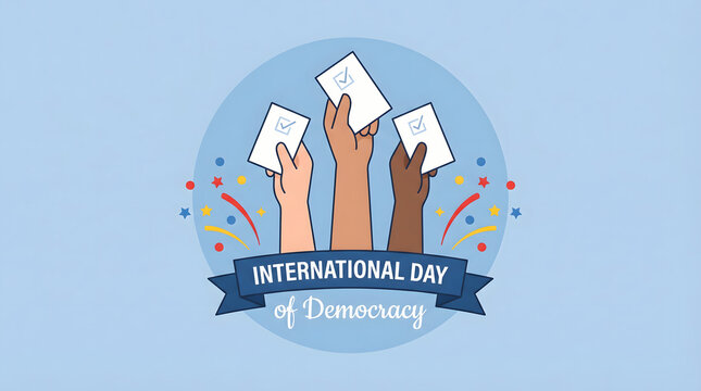 International Day of Democracy, hands holding ballots