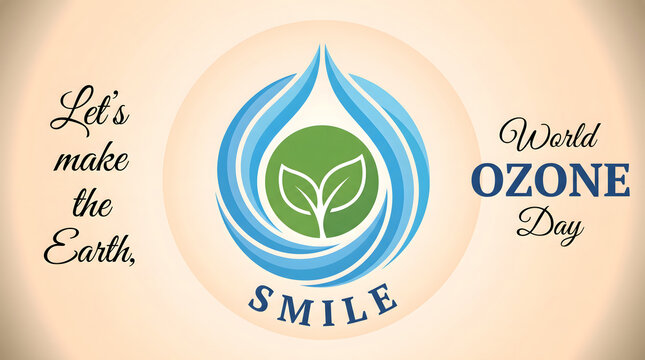 World Ozone Day eco friendly logo with smiling earth message