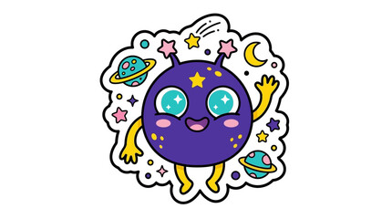 Obraz premium Celebrating International Asteroid Day with a cheerful space creature