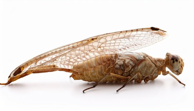 Dragonfly Nymph Shell On White Background