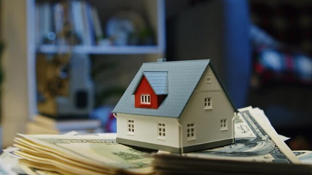 Discover the captivating world of real estate as tiny houses sit atop piles of cash, symbolizing dreams, investments, and the pursuit of prosperity