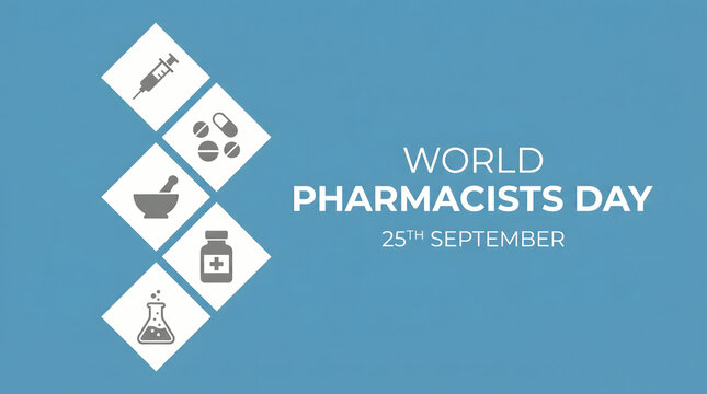 World Pharmacists Day banner with pharmacy icons
