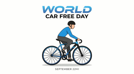 Fototapeta premium World Car Free Day bicycle rider on white background