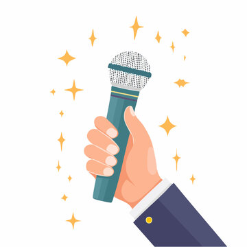 Hand Holding Microphone with Sparkles