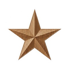 Fototapeta premium Decorative rustic wooden star icon with natural grain texture