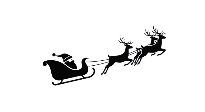 Santa Claus in his sleigh pulled by reindeer, a classic Christmas scene.