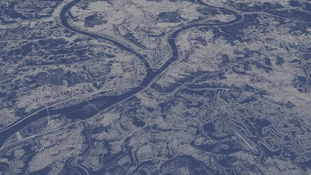 3D looped animation of city - Pittsburgh Pennsylvania, USA