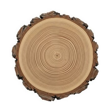 Cross section of a tree trunk log showing annual growth rings