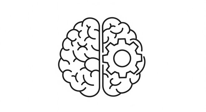 Conceptual Illustration of Brain with Gear Mechanism.
