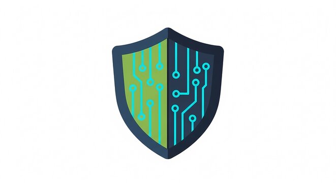 Digital Shield Icon Representing Cybersecurity and Data Protection.