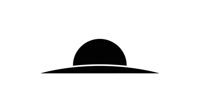 Sun hat silhouette depicts a wide-brimmed accessory synonymous with summer vacations, beach relaxation, and protection from UV rays.