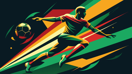Dynamic Soccer Player Silhouette with Geometric Speed Lines Vector © Dazzling Arts