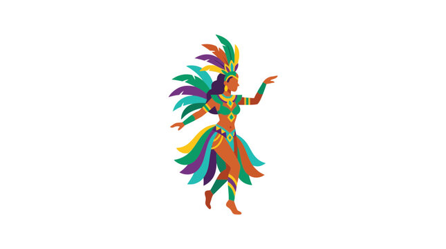 Brazilian Samba Dancer in Colorful Feather Carnival Costume