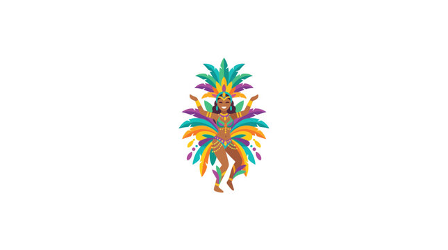 Brazilian Samba Dancer in Colorful Feather Costume