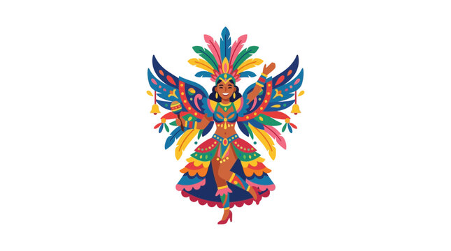 Brazilian Samba Dancer in Vibrant Colorful Carnival Costume