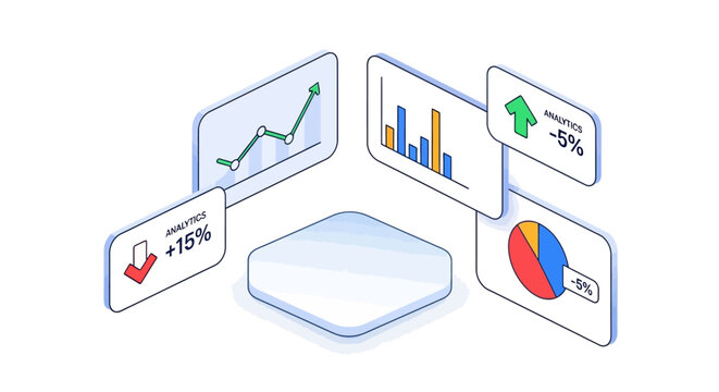 Infographic elements with charts and graphs.