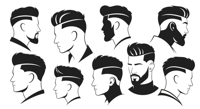 Collection of various men's hairstyles and beards.