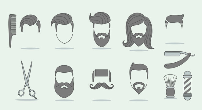 Collection of various beard styles and haircuts.