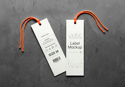 Blank hanging tag mockup with string isolated on clean background
