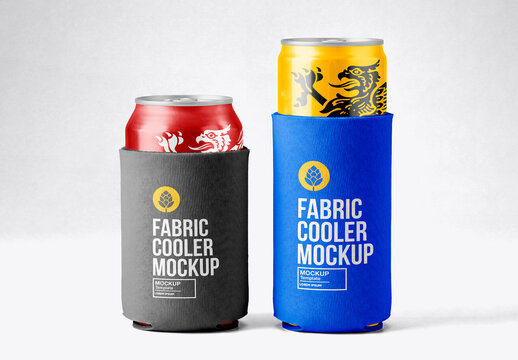 Slim can cooler sleeve mockup set