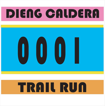 BIB number for Dieng Caldera trail run vector illustration
