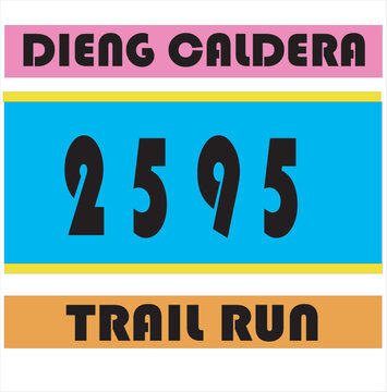 BIB number for Dieng Caldera trail run vector illustration